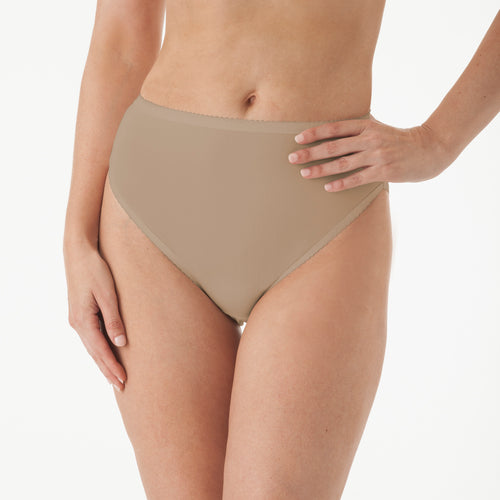 High cut spandex blend panies in beige