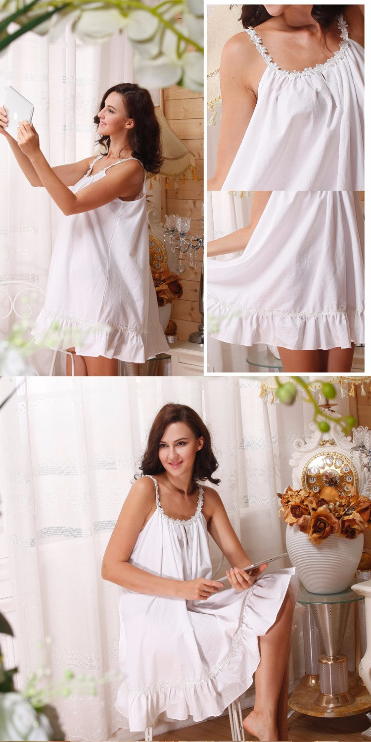 short night dress cotton Women's Pajamas Cotton Night Dress Soft Short Sleeve V Neck Long Nightgown Loungewear