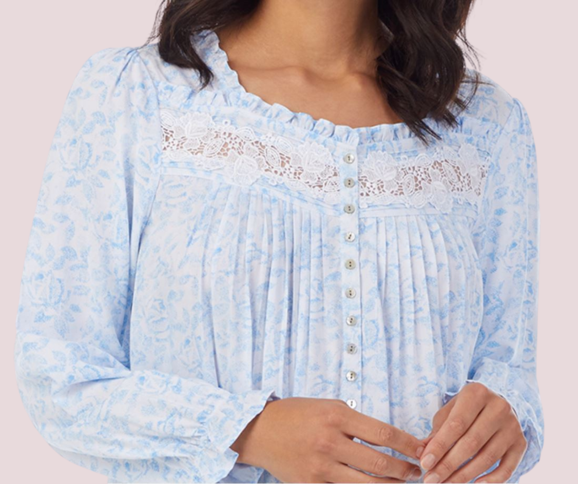 Ecovero Blue Rose Long Sleeve Nightgown Eileen West – Margaret Lawton