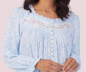 Ecovero Blue Rose Long Sleeve Nightgown Eileen West