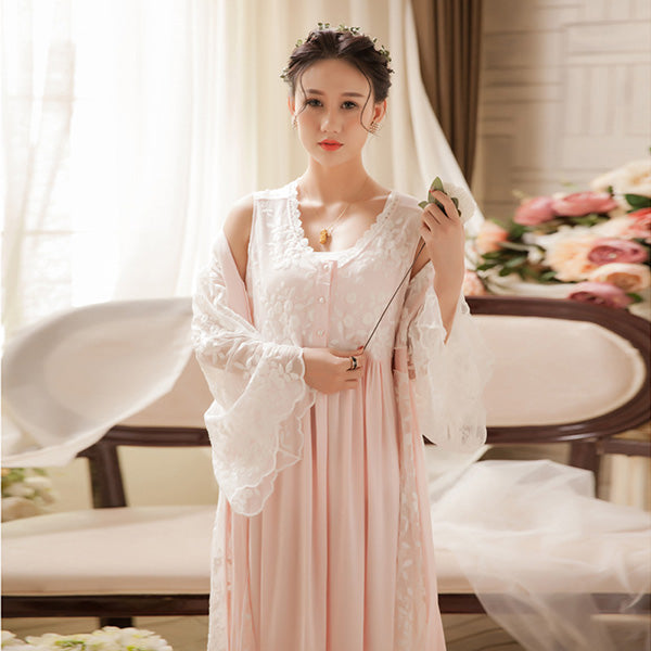Long Women Silk Satin Lingerie Floral Lace Cami Sleepwear Pajamas with Robe   China Nightgown and Silk Felling price  MadeinChinacom