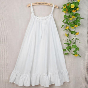 sleep dress cotton Hazel White Cotton Nightgown, Strap Sleeve, Scoop Neckline with Hemstitch and Lace, Ankle Length, Bridal Style, Romantic Nightgown for Women of All
